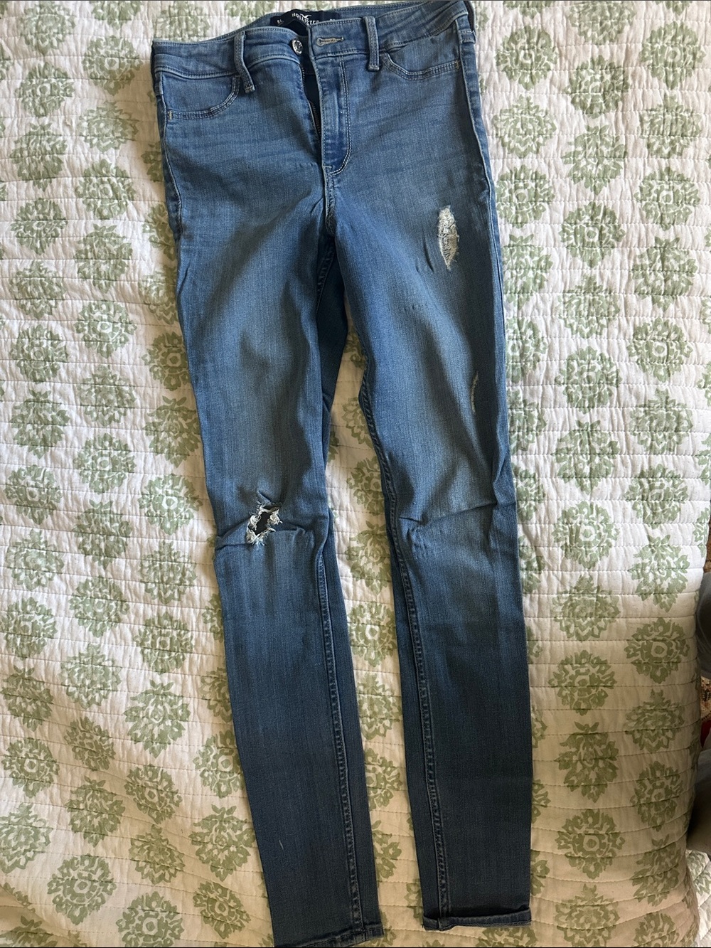 Women’s Blue Skinny Ripped Jeans Hollister